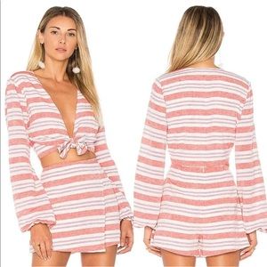 Lovers + Friends Women's Wrap Crop Top  Stripe NWT Size XS